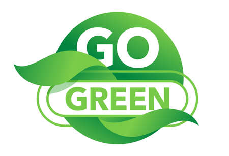 Go green sticker - eco-friendly motivation slogan in creative floral decoration - isolated vector badgeのイラスト素材