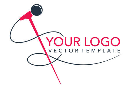 Microphone and cable silhouette  template for leading, singer, event, karaoke partyのイラスト素材