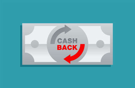 Cash Back icon - Dollar Bank note and rotation arrows. Vector illustration