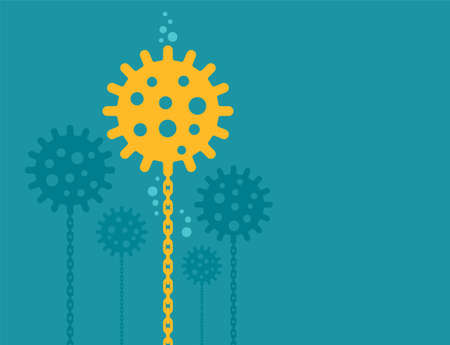 virus danger concept - metaphor with virus silhouettes as underwater naval contact mines . Vector illustrationのイラスト素材