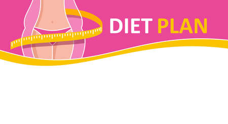 Diet plan top of page decoration. Planning of healthy nutrition with thematical picture - isolated vector flyer or layout templateのイラスト素材