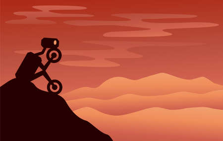 Dreamy mars rover investigating the surface of red planet. Vector illustrationのイラスト素材