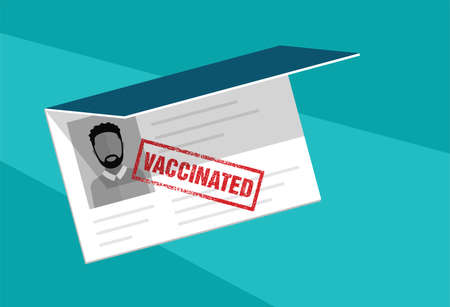 Vaccine passport  vaccination document. Future of traveling and tourism. Vector illustrationのイラスト素材