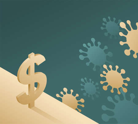 Virus push global Business into abyss of economic crisis, stock markets down and falling. Vector...