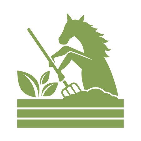Horse manure icon for fertilzers - emblem for renewable recycling products. Natural organic agriculture component emblemのイラスト素材