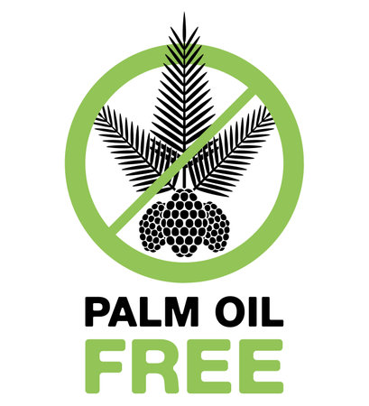 Palm oil free flat pictogram - palm branch and seeds. marking for unavailability of harmful food ingredientのイラスト素材