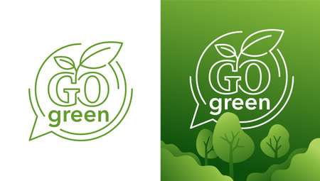 Go green motivational Slogan. eco-friendly emblem in creative 3D seal decoration vector illustrationのイラスト素材