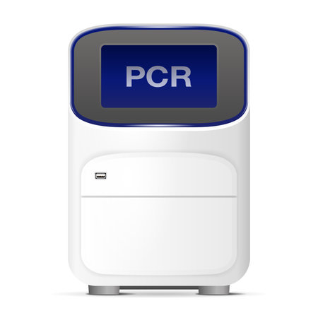 PCR machine or DNA amplifier - thermocycler laboratory apparatus used to rapid test and diagnosticsのイラスト素材
