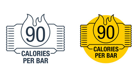 Value of calories per bar template - Label for chocolate bar or energy drink. Isolated badge in thin lineのイラスト素材