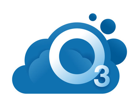 Ozone 3D icon in cloud shape - greenhouse gas with O3 chemical formula, ozone sign vector graphics. Isolated vector pictogramのイラスト素材
