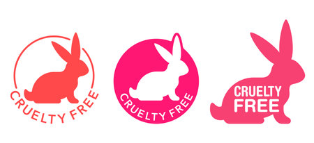 Cruelty free badge - emblem for products that not tested on animals - cosmetics packaging marking - wildlife protection logo. Vector logoのイラスト素材
