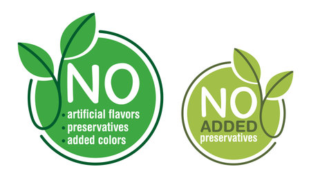 No artificial Flavors, Preservatives, added colors - Flat green vector pictogram for food labelingのイラスト素材
