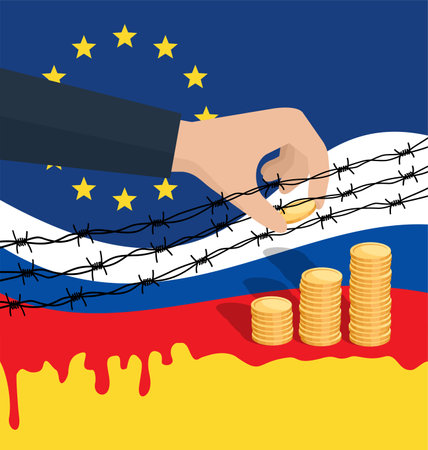 Dilemma with payment for gas and oil from EU to Russia because of aggressionのイラスト素材