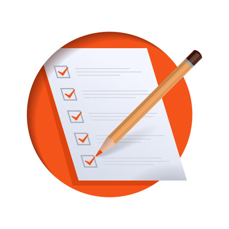 Paper checklist or to-do list circular icon. Successful formation of business tasks and goals. realistic vector pictogramのイラスト素材