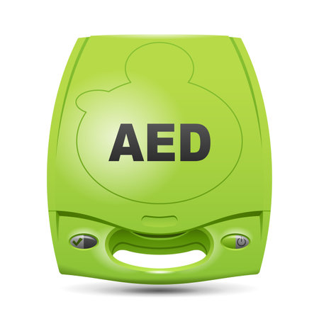 AED - Automated external defibrillator device - isolated medical equipment. Realistic Vector illustrationのイラスト素材