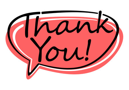 Thank You headline - bubble frame with text. Calligraphic thankful round element isolated on the white backgroundのイラスト素材