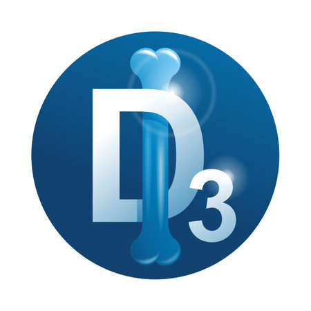 Vitamin D3 as nutrition supplement for bone health. Isolated 3D and glossy vector iconのイラスト素材