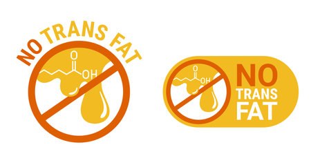 NO trans fat pictogram - strikethrough fatty acid drop with chemical formula. Labeling for natural organic healthy foodのイラスト素材