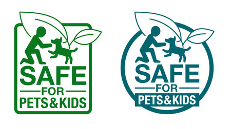 Safe for Pets and Children sticker - cleaning supplies and agents that friendly for home animals and kidsのイラスト素材