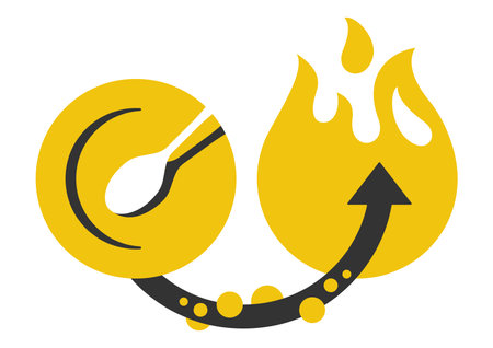 Metabolism icon - organism reactions when food nutrients converted to energy. Isolated vector illustrationのイラスト素材