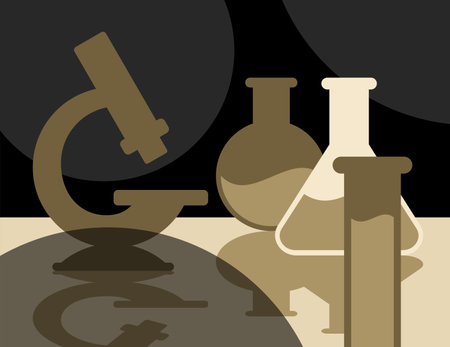 Laboratory testing and research glassware equipment illustrationのイラスト素材