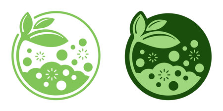 Organic fertilizer flat icon - farming agriculture useful component - naturally occurring organic wastes. Isolated emblemのイラスト素材