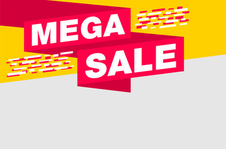 Mega Sale block for top of mailing banner with special offer. Vector illustration with ribbonsのイラスト素材