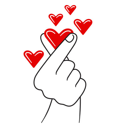 Heart shape - trendy gesture made from thumb and index fingerのイラスト素材