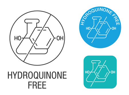Hydroquinone Free stamp - no carcinogenic and allergic compound in skincare productsのイラスト素材