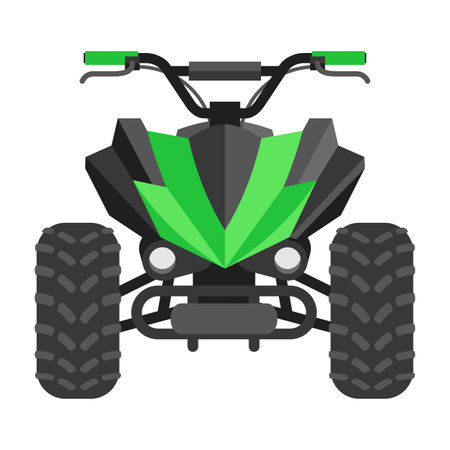 Quad bike isolated in front view. Four-wheeled motorcycle in flat style - isolated ivector illustrationのイラスト素材