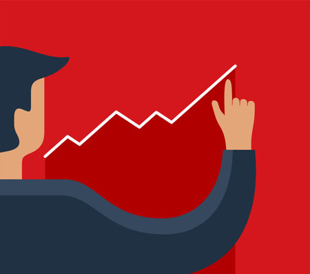 Business conference banner for promotion of event - person draws graph on the flipchartのイラスト素材