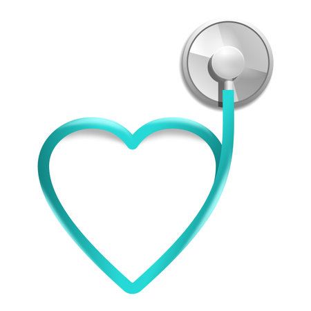 Stethoscope in heart shape - design element for cardiology or therapeuticのイラスト素材