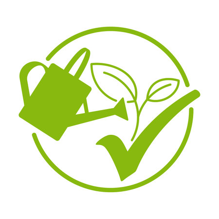 Garden fertilizer flat icon - flowering liquid component - isolated vector emblemのイラスト素材