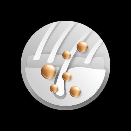 Hair renew 3D icon - shine, glossy formula icon for shampoo and maskのイラスト素材