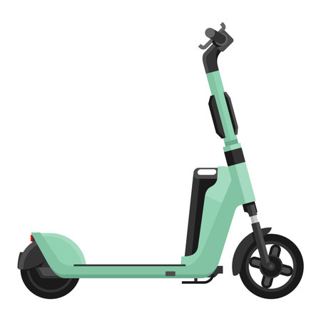 Sustainable transport - Modern Electric Kick Scooter. Isolated flat vector illustrationのイラスト素材