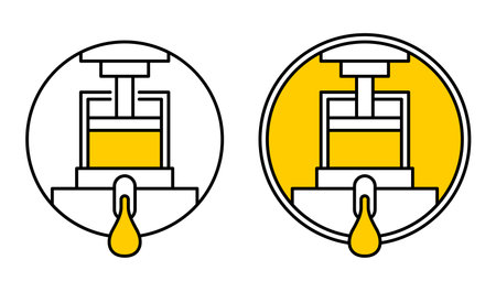 Cold-pressed oil pictogram - oils made without heat or chemicals. Vector stamp for labeling of skincare and cosmetics productsのイラスト素材