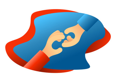 Help and hope concept with cartoon helping hands, benevolence charity illustration, helping handのイラスト素材