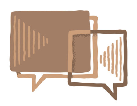 Drawn doodle speech bubble frame in grungy style. Catchy element for presentationのイラスト素材