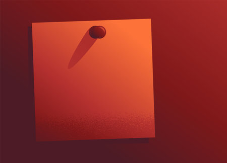 Empty note paper with push pin in grungy decoration. Copy space for some message or announcementのイラスト素材