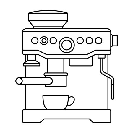 Espresso coffee machine thin line icon - household equipment pictogramのイラスト素材