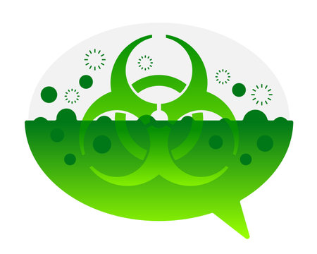 Toxic comments and posts in topics that can harm people - message bubble with poisonous contentのイラスト素材