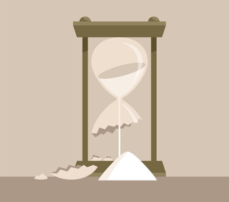 Wasting time conceptual illustration - broken hourglass metaphorのイラスト素材