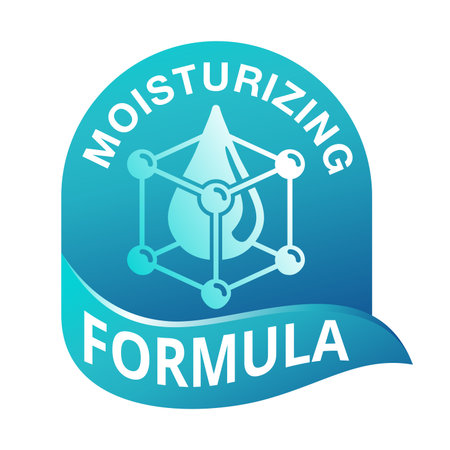 Skin moisturizing formula catchy emblem - anti-age and anti wrickles cosmetics marking - water drop locked inside molecular structure - vector skincare icon . Vector illustrationのイラスト素材
