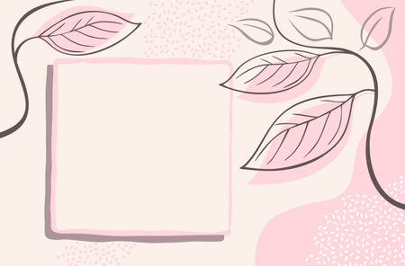 Floral pattern with random leaves elements - artistic vector drawn background in neutral colors with copy spaceのイラスト素材