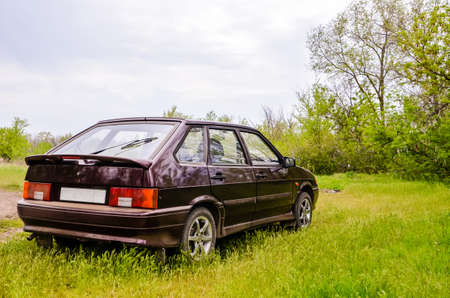the car on the background of natureの写真素材