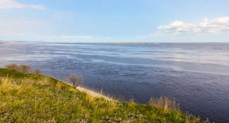 Photo of the coast of the Volga river in a Sunny dayの写真素材