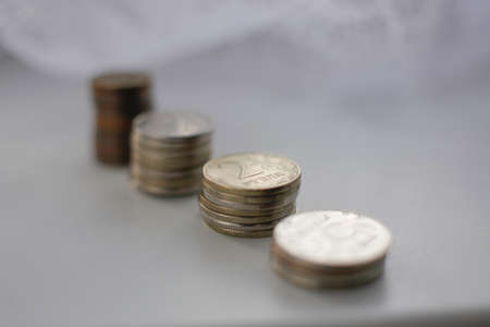 Trifle is stacked in a rowの写真素材