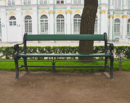 old bench in the yardの写真素材