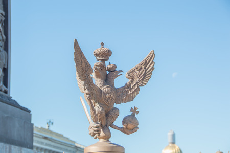 Russia, Saint-Petersburg, 12 June 2017 - eagle Romanov Empire near the Hermitage.のeditorial素材