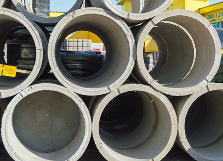 Russia, Saint-Petersburg, 11 August, 2017 concrete ring in the store warehouse.のeditorial素材